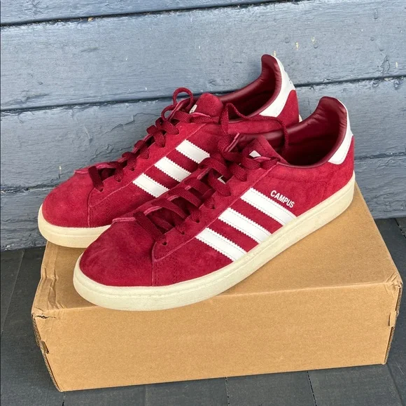 Adidas Campus Burgundy Suede Shoes - Picture 6 of 7